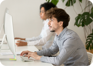 Programmers and office staff, working on the computer all day